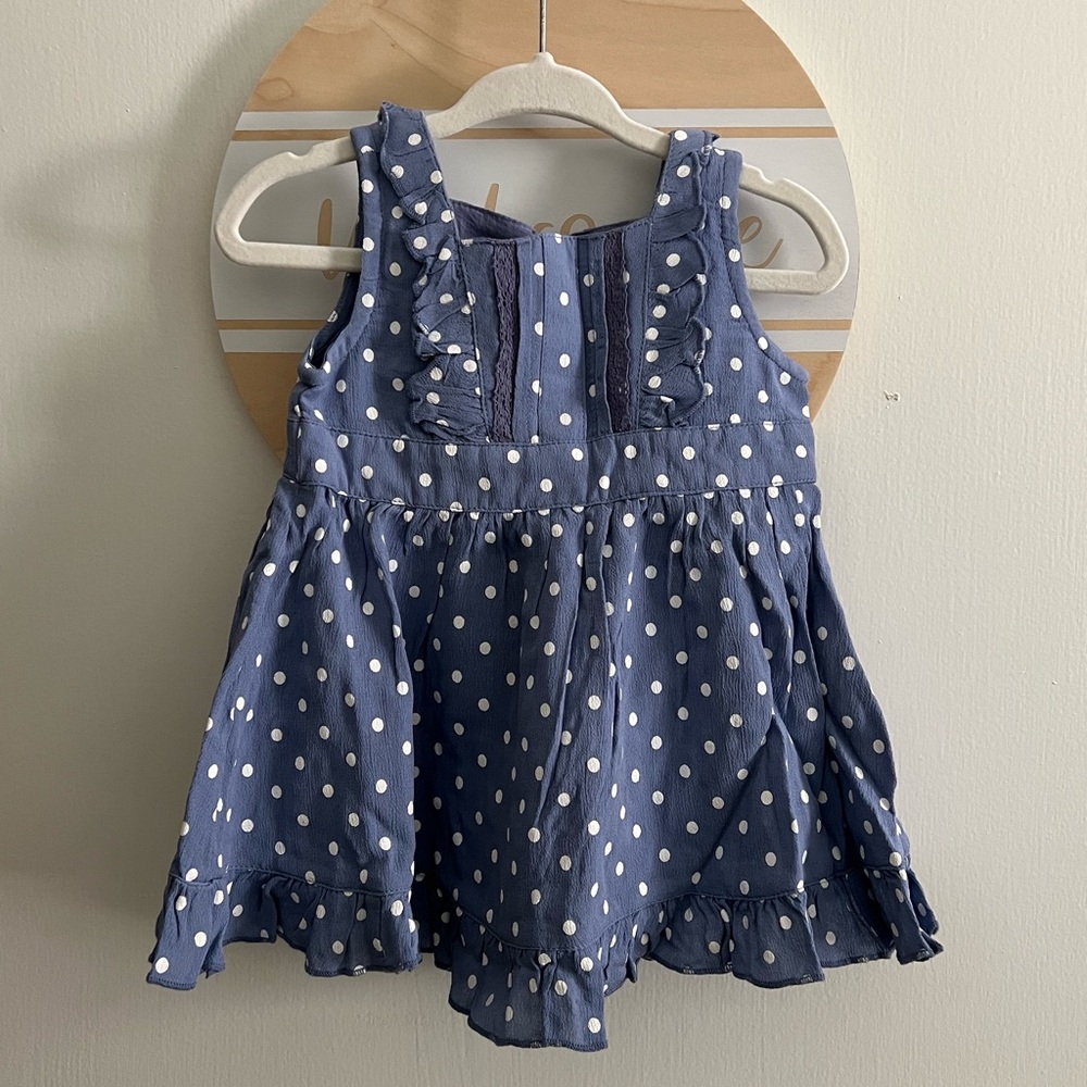 NWT Vintage April Cornell Periwinkle Polly's Polka Dot Baby Dress